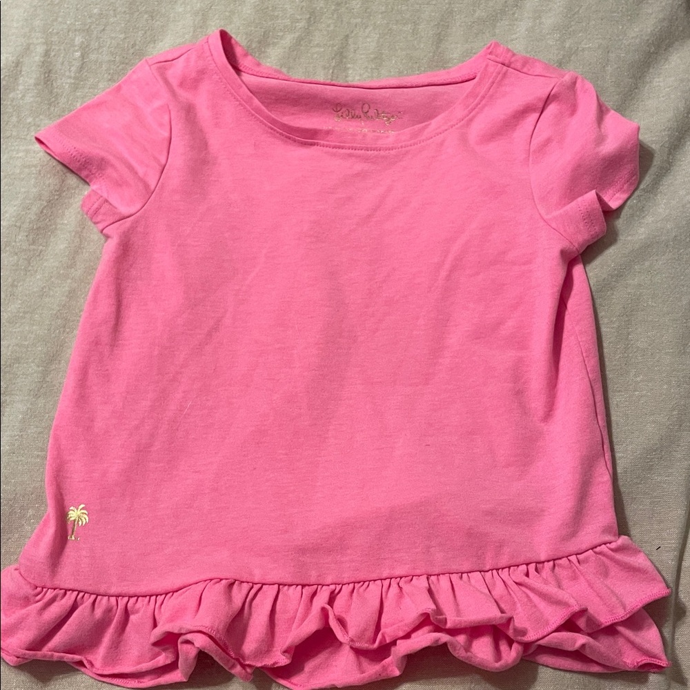 Pink Ruffle Hem Top Lilly Pulitzer s 4-5